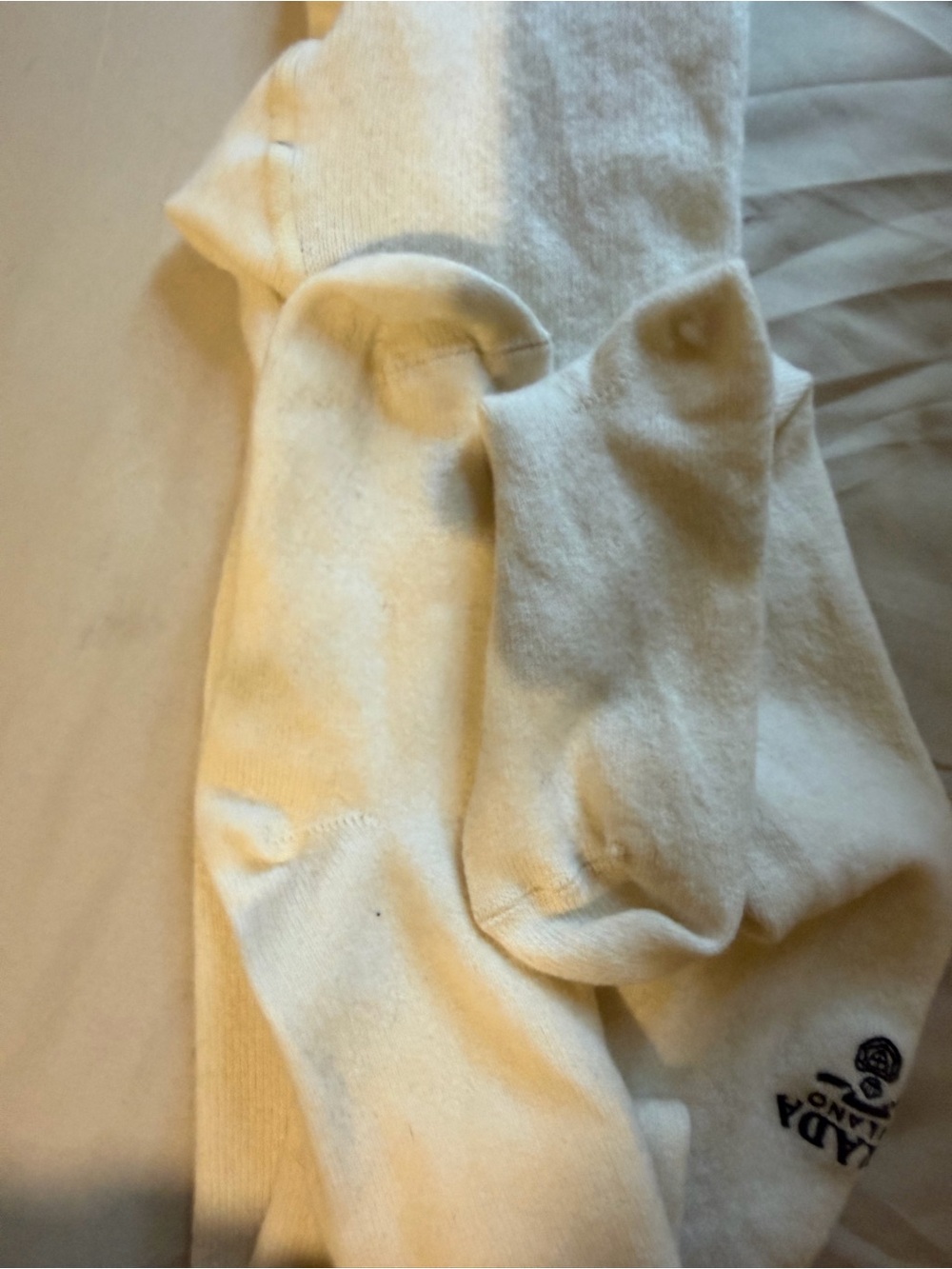 Prada Cream Knee-High Socks with Logo Tag - Picture 3 of 5